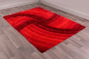 3D Carved Mumbai Red Rug